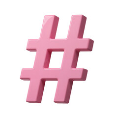 Obraz premium Pink Hashtag Icon in 3D Style