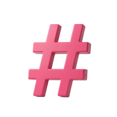 Obraz premium Pink three-dimensional hashtag symbol on a neutral background