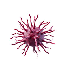 Scientific depiction of a stylized virus with elongated spikes