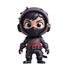 Stylized cartoon character in tactical outfit with headset and mask