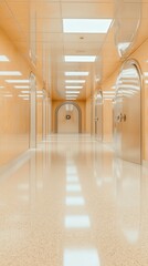 Obraz premium Modern Corridor with Vault Door and Intricate Locking Mechanism