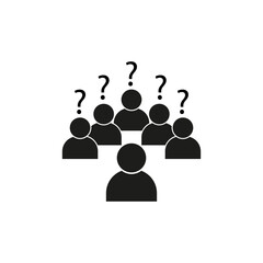 Group question icon. Multiple person symbols. Inquiry representation. Vector concept.