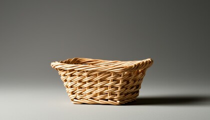Fototapeta premium Woven basket on a simple background, perfect for storage or decoration purposes.
