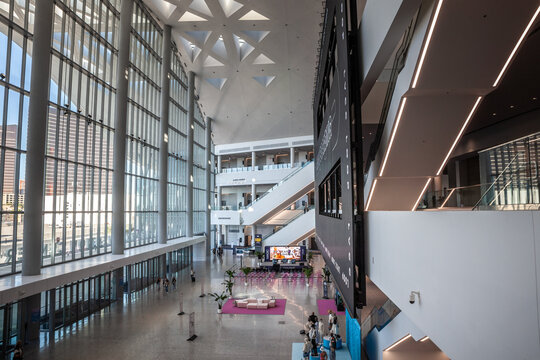 LAS VEGAS - AUGUST 19, 2024: main hall of the Las Vegas Convention Center Central Hall in the interior space. Also called LVCC, Las Vegas Convention center is a venue for conventions & trade shows.
