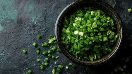 Fresh Chopped Green Onions in Bowl