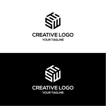 vektor desain logo STW huruf kreatif