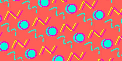 Fun colorful line doodle seamless pattern. Creative minimalist style art background for children or trendy design with basic shapes. Colorful background template memphis style