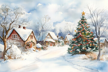 Fototapeta premium landscape with house illustrated 