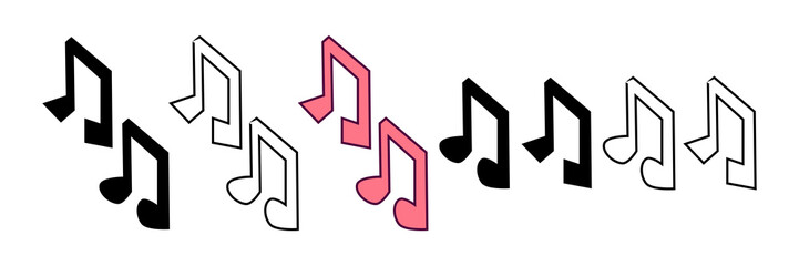 Set of music tones icon, vector.