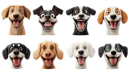 Naklejka premium Happy Dog Faces Collection for Art and Design