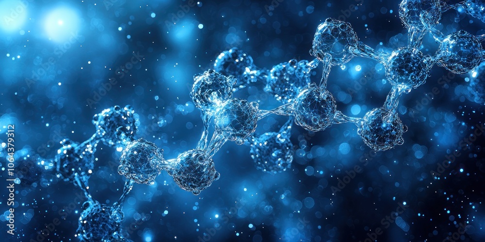 Poster Abstract 3D Render of Blue Interconnected Spheres
