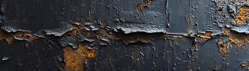 Obraz premium Peeling Black Paint Reveals Rusty Metal Surface