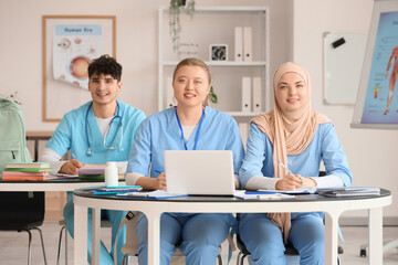 Medical students studying at university