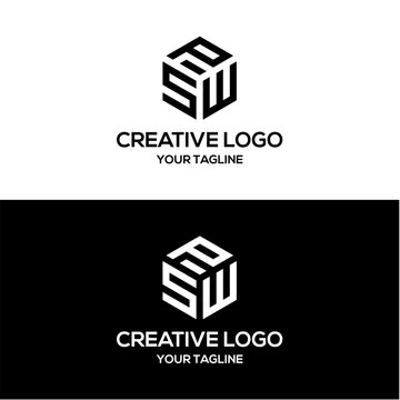 creative letter  spw logo design vector