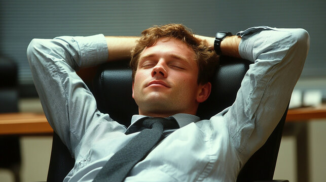 Company worker taking it easy with indifferent look