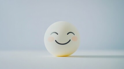 Fototapeta premium Calm smiley face on a clean white background, embodying a simple and serene expression that evokes feelings of peace and positivity.