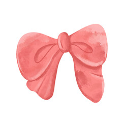 Pink ribbon coquette watercolor illustration