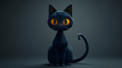 Black Cat cute halloween element 3D