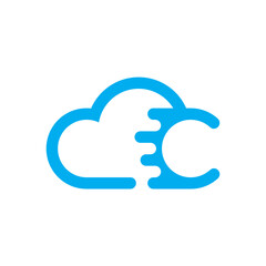 Technology design logo or monogram or initial letter C with clouds