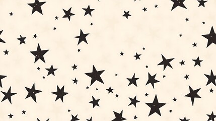 Scattered Black Stars on a Creamy White Background