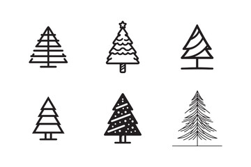 Obraz premium Set of Vector Icons of Christmas Tree Isolated on White background.