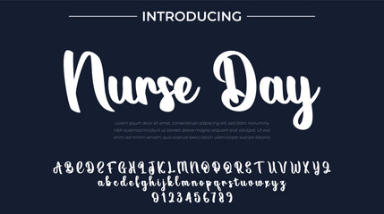 Nurse Day Font Stylish brush painted an uppercase vector letters, alphabet, typeface