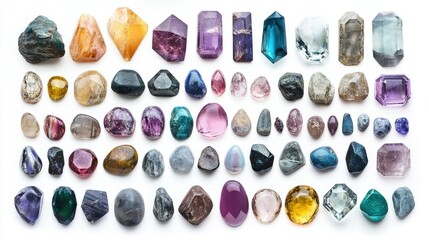 Variety of Colorful Natural Gemstones and Crystals