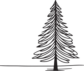 Isolated Christmas Tree Icon in Silhouette Style - Vector Format.