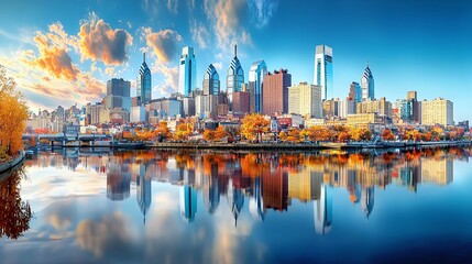 Fototapeta premium Philadelphia Skyline Reflection.