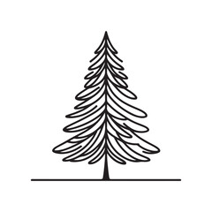 Vector Silhouettes of Christmas Tree Icons on White Background.