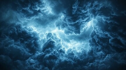 Spectacular abstract background of a dramatic thunderstorm sky with dark ominous clouds illuminated by flashes of lightning, capturing the raw power and beauty of nature's fierce weather in a stunning