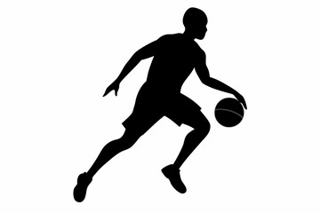 Basketball player silhouette on white background.