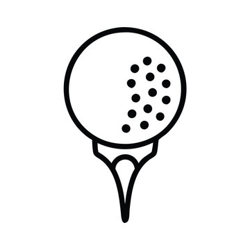 recommend clip art: Minimalist Golf Ball on Tee Outline Icon, Simple black outline icon of a golf ball with dimples on a tee, symbolizing golfing, sports, and outdoor recreation in minimal style.
                    