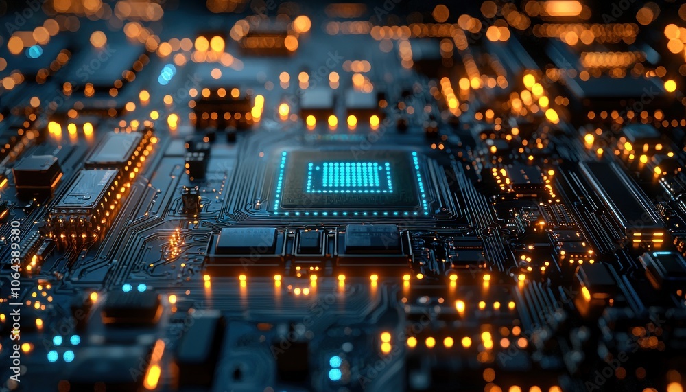 Aufkleber Illuminated Circuit Board with a Central Processor Unit