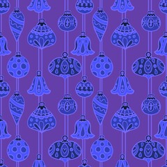 Christmas tree balls seamless winter toys pattern for wrapping paper and fabrics