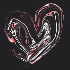 paint expresionism style seem heart shape withpink,black and white colour