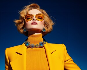 Portrait of a beautiful young female fashion model wearing designer clothes.
