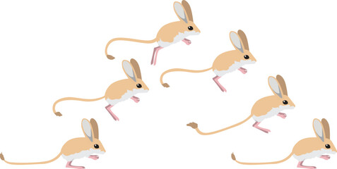 Jerboa Jumping Mouse Animation Sequence Cartoon Vector Illustration