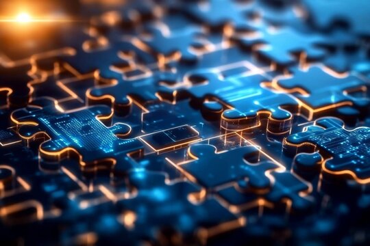 Abstract representation of API integration using interlocking puzzle pieces.
