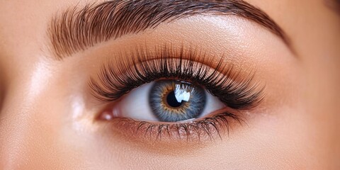 Obraz premium Close-up of a Blue Eye with Long Eyelashes