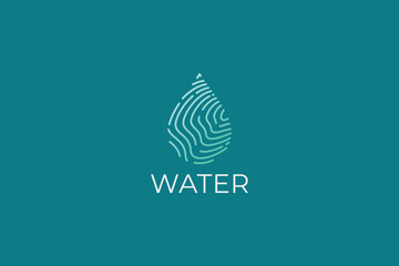 Unique Water Drop Fingerprint Logo Concept for Hydration Pure Fresh