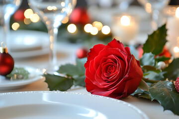 Fototapeta premium christmas table setting