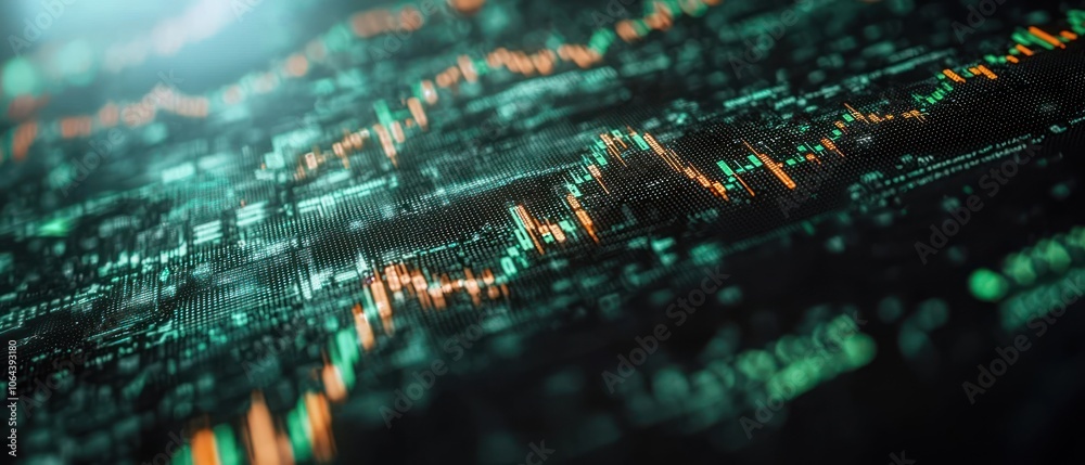 Poster Abstract Digital Data Display with Green and Orange Lines