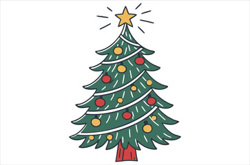 Merry Chrismas tree icon white background vector illustration flat desing chrismas cartoon