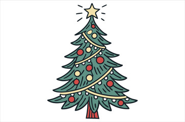 Merry Chrismas tree icon white background vector illustration flat desing chrismas cartoon