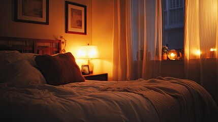 Cozy Evening Atmosphere in a Bedroom
