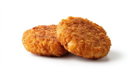 Crispy Chicken Nuggets on White Background