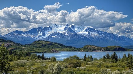 Scenic view of glacier in Glacier Bay Alaska, glacier, bay, Alaska, ice, snow, landscape, wilderness, nature.