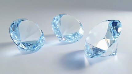 brilliant cut crystal gem, luxury product visualization, transparent glass reflections, cool blue lighting, ultra detailed 3d render, premium studio setup, refractive materials, photorealistic