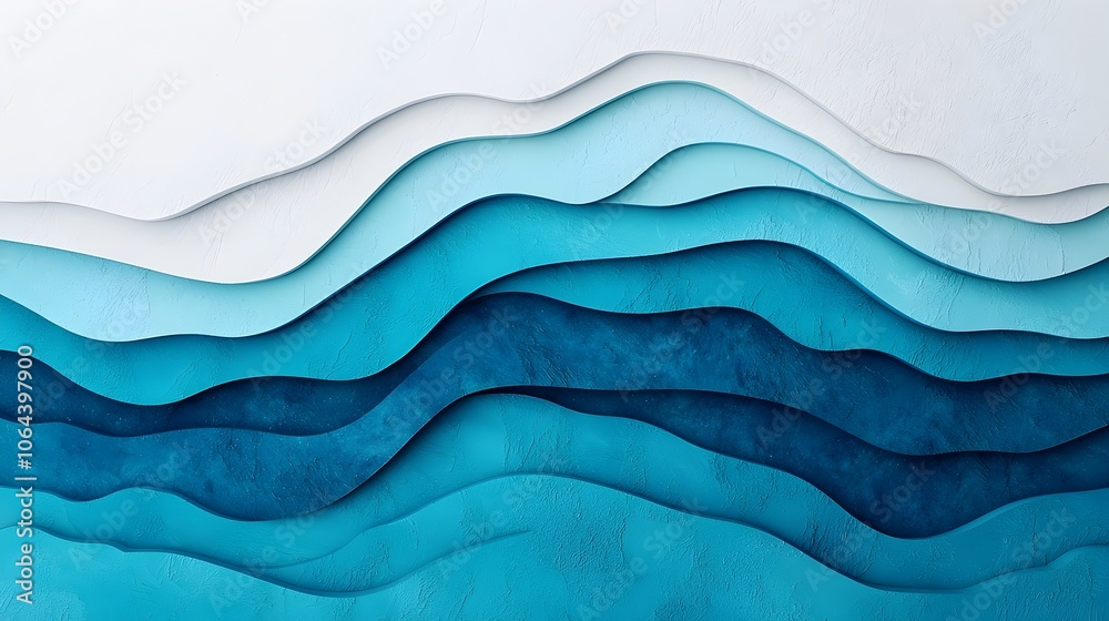 Aufkleber elegant and mesmerizing minimalist digital art featuring swirling teal and blue fluid waves with sub